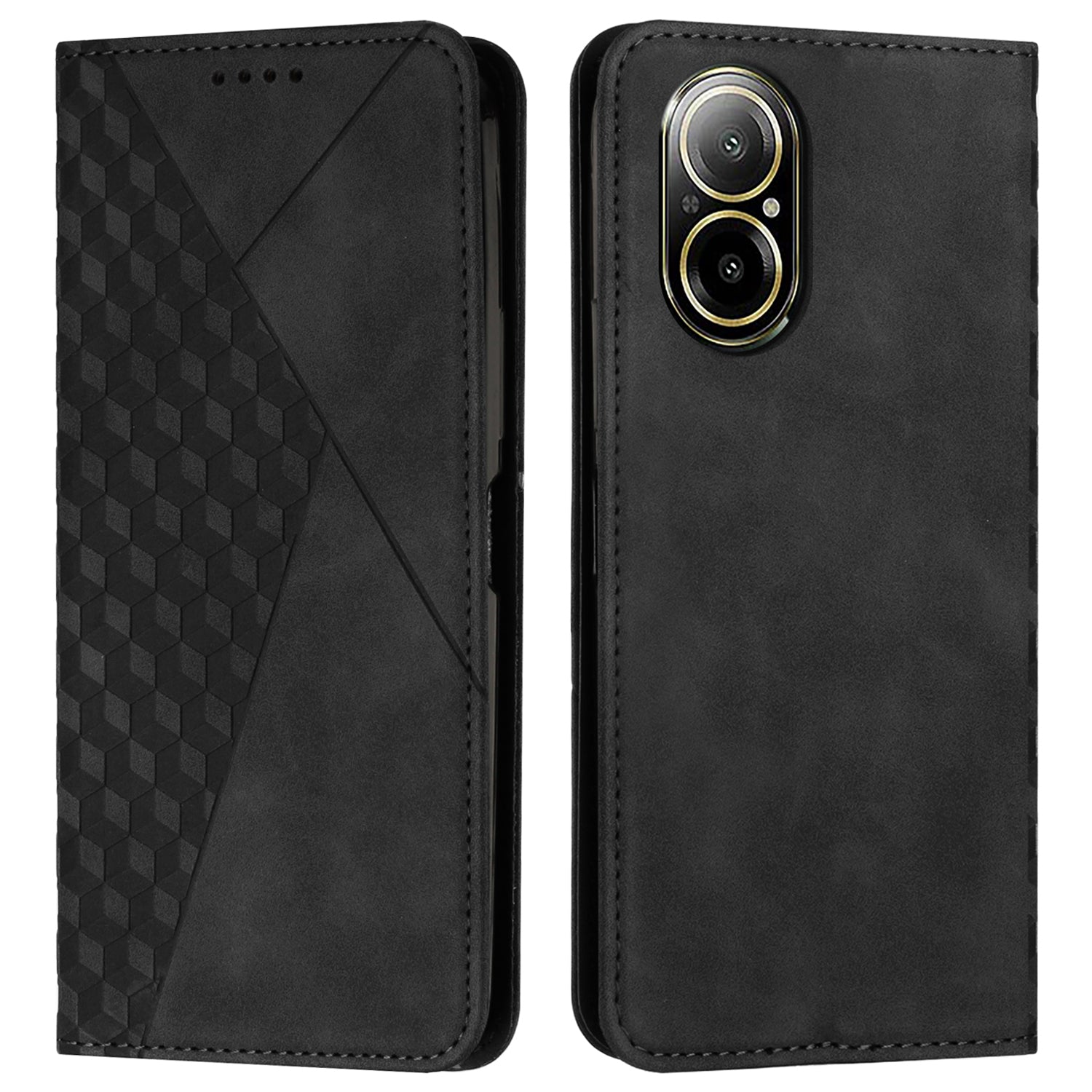 For Realme C67 4G Leather Case Splicing Rhombus Pattern Magnetic Phone Cover For Realme C67 4G Leather Case Splicing Rhombus Pattern Magnetic Phone Cover